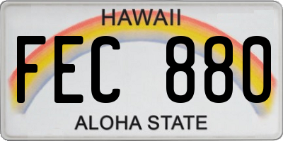 HI license plate FEC880