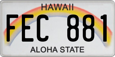 HI license plate FEC881