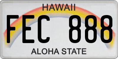HI license plate FEC888