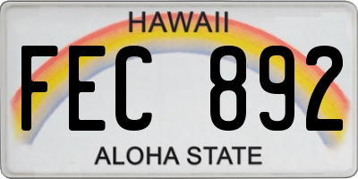 HI license plate FEC892