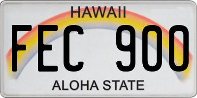 HI license plate FEC900