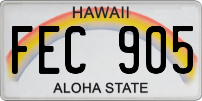 HI license plate FEC905
