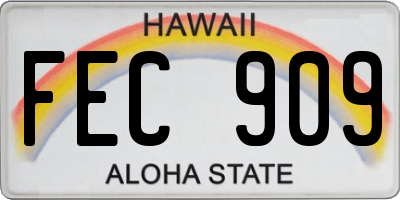 HI license plate FEC909