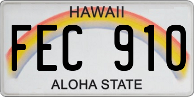 HI license plate FEC910