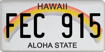 HI license plate FEC915