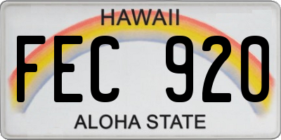 HI license plate FEC920