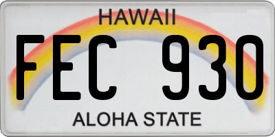 HI license plate FEC930