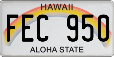 HI license plate FEC950