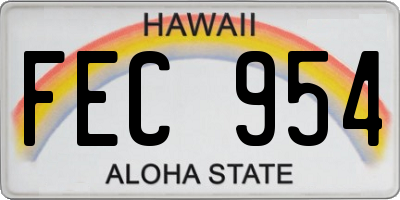 HI license plate FEC954