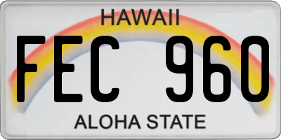 HI license plate FEC960