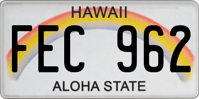 HI license plate FEC962