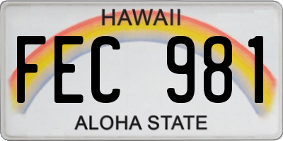 HI license plate FEC981