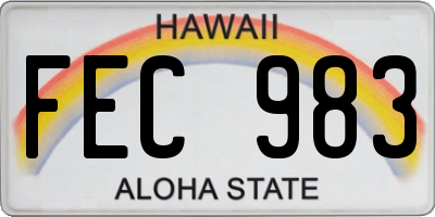 HI license plate FEC983