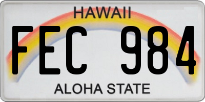 HI license plate FEC984