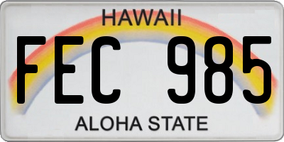 HI license plate FEC985