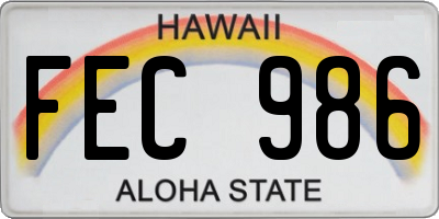 HI license plate FEC986