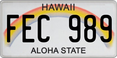 HI license plate FEC989