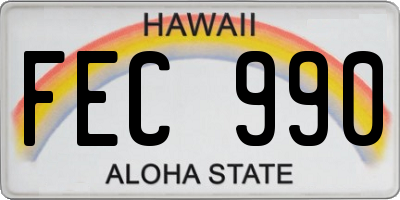 HI license plate FEC990