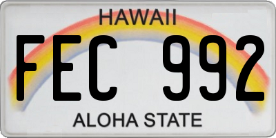 HI license plate FEC992