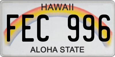 HI license plate FEC996