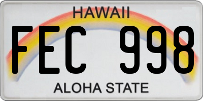 HI license plate FEC998