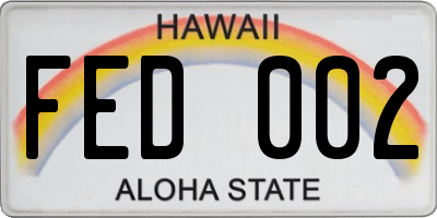 HI license plate FED002