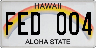 HI license plate FED004