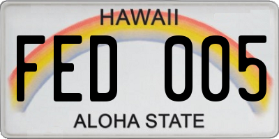 HI license plate FED005