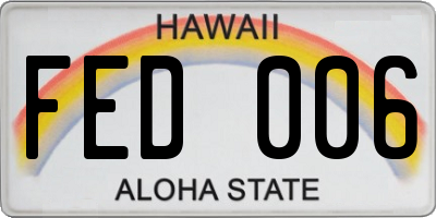 HI license plate FED006