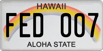 HI license plate FED007