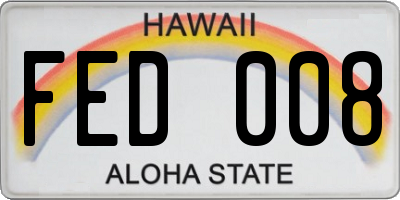 HI license plate FED008