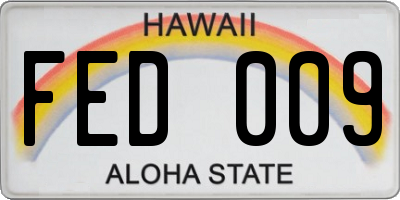 HI license plate FED009