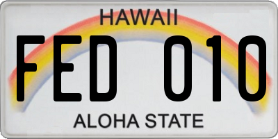 HI license plate FED010