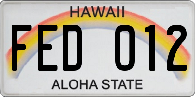 HI license plate FED012