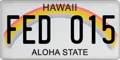 HI license plate FED015