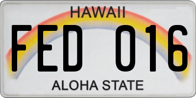HI license plate FED016