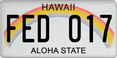 HI license plate FED017