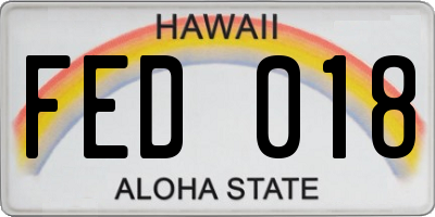 HI license plate FED018
