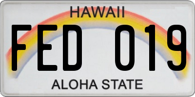 HI license plate FED019