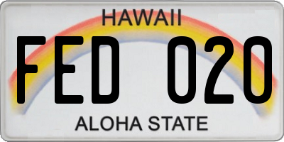 HI license plate FED020