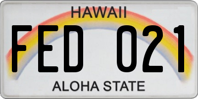 HI license plate FED021