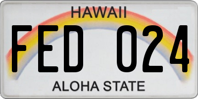 HI license plate FED024