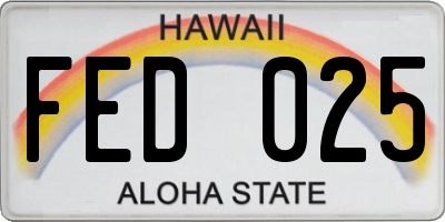HI license plate FED025