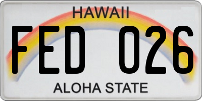 HI license plate FED026