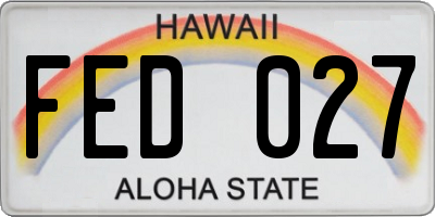 HI license plate FED027