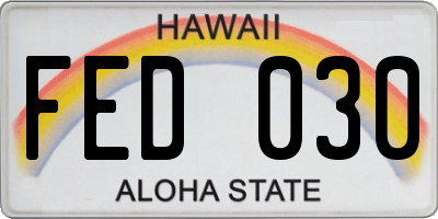 HI license plate FED030