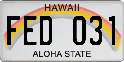 HI license plate FED031