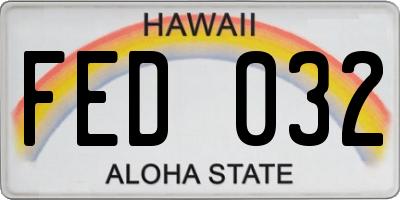 HI license plate FED032