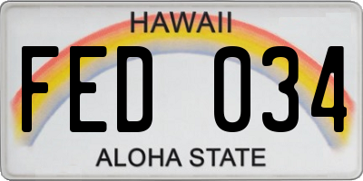 HI license plate FED034