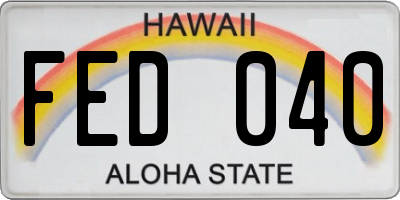 HI license plate FED040